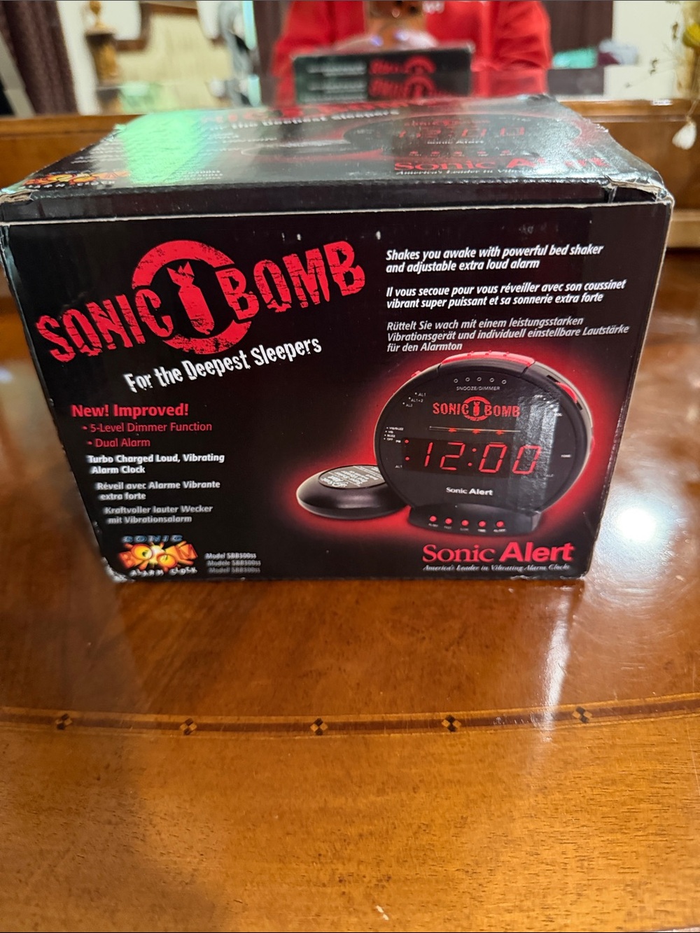 Sonic Bomb Sonic Alert Bed Shaker Alarm Clock - Black/Red